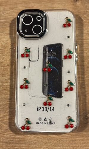 iPhone 13/14 Şeffaf Kiraz Desenli Kılıf
