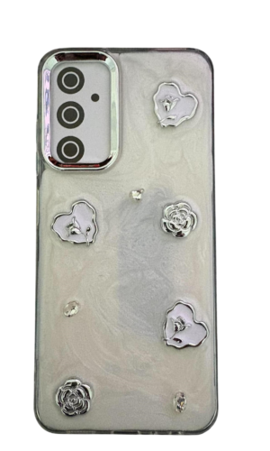 Samsung A05S Kabartmalı (Kalp ve Gül) Beyaz