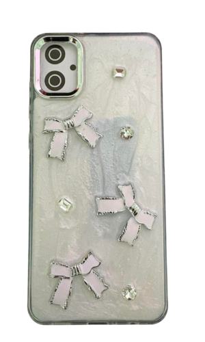 Samsung A05 Kabartmalı (Beyaz Kurdeleler) Beyaz