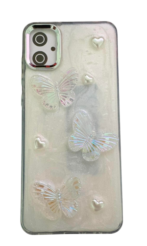 Samsung A05 Kabartmalı (Hologramlı Kelebek) Beyaz