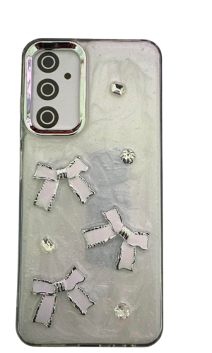 Samsung A05S Kabartmalı (Beyaz Kurdeleler) Beyaz