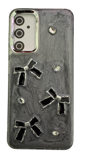 Samsung A05S Kabartmalı (Siyah Kurdeleler) Siyah