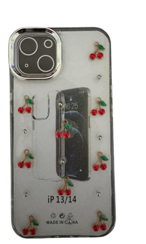 İPhone 13/14 Kabartmalı Kiraz Şeffaf
