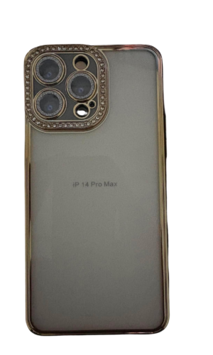 İPhone 14 Pro Max Taşlı Çerçeve Gold