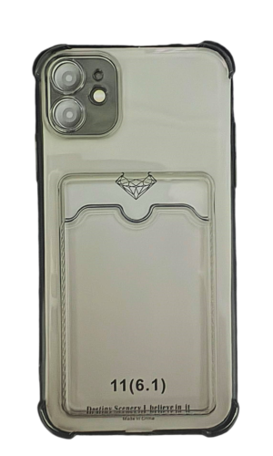İPhone 11 Şeffaf Kartlıklı Koyu
