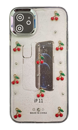 İPhone 11 Kabartmalı Kiraz Şeffaf