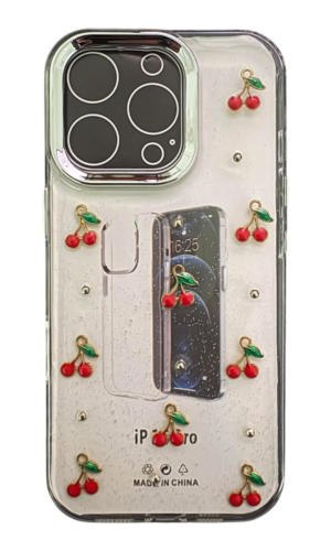 İPhone 16 Pro Kabartmalı Kiraz Şeffaf