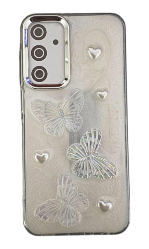 Samsung A25 Kabartmalı (Hologramlı Kelebek) Beyaz